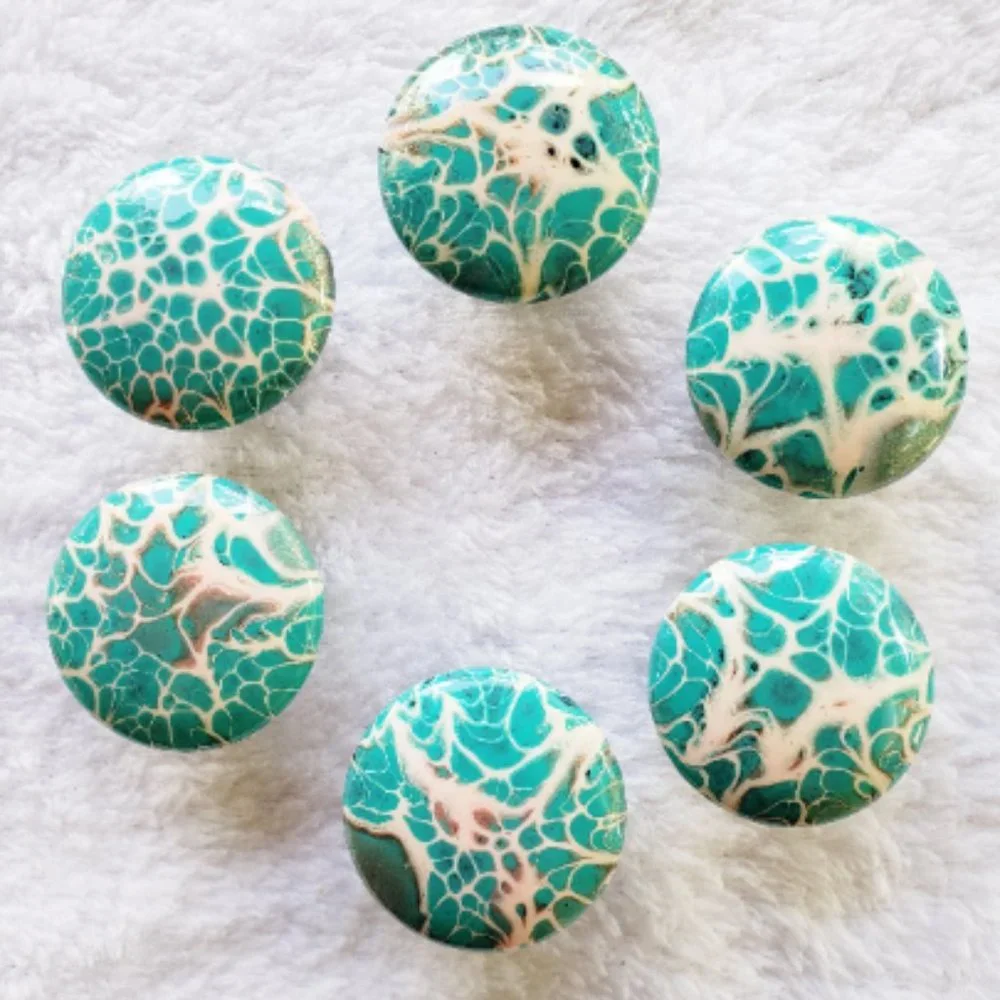 Hand Crafted Cabinet Door Knobs Hand Painted White Pink Turquoise Sage Wooden